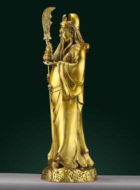 纯黄铜关公摆件招财武财神关羽店捕公司礼品客厅供奉神像关二爷像