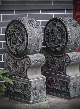门墩石门墩抱鼓石仿古门口石鼓成对厂家现货出售青石做旧仿古