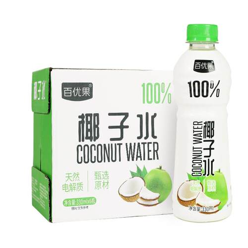 百优果100%椰子水330ml*6瓶营养饮品电解质瓶装整箱饮料特价 - 图3