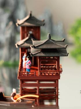 徽派微景观摆件模型盆景假山水陆鱼缸中式古建筑微缩造景模型造景