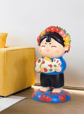 国潮唐小圆蟳蜅女簪花围摆件家居装饰品创意文创工艺品落地大摆件
