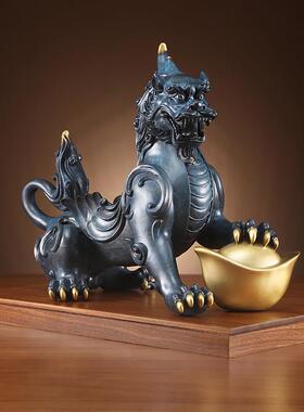 铜貔貅摆件一对元宝貔貅皮丘家用客厅店铺装饰办公室家居饰品