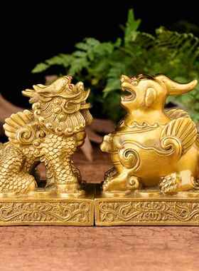 纯 黄铜貔貅摆件皮丘纯铜招财聚财黄铜客厅风水办公室