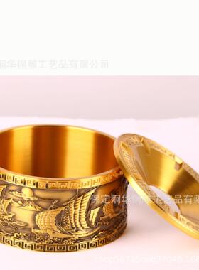 厂999812家黄黄铜制作帆风顺烟灰缸大铜烟一缸量价低