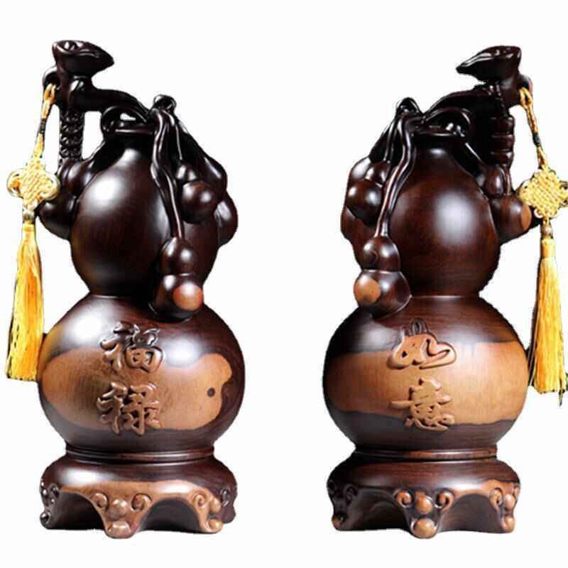 黑檀木雕葫芦福禄摆件实木质家居客厅电视柜送礼装饰品雕刻工艺品,淘宝优惠券,粉丝福利购,淘宝优惠卷