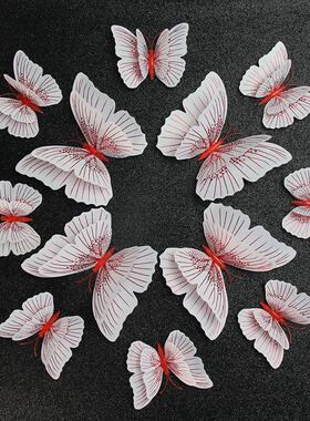 补洞眼墙贴遮丑彩色蝴蝶立体墙面装饰蝴蝶品蝴蝶流光溢彩双层