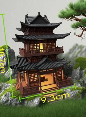 精美小鱼缸景观古建筑模型小房子摆件水陆鱼缸盆景假山古风微景观