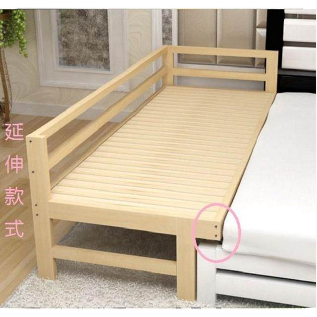 Custom made solid wood children's bed with guardrail widened bed single bed side bed pine bed frame splicing bed widened bed