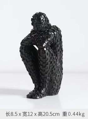 现代简约意式创意马赛克人摆件样板房客厅办公室书柜桌面软装饰品