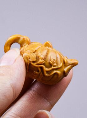 2026紫檀木南瓜壶把把胡小茶壶手把件实木雕刻汽车钥匙扣吊坠diy