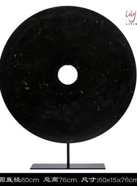 高档创黑玉璧摆件家居饰客厅新中式电意视柜现装代约简酒店样板房