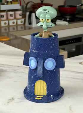 鱿鱼台式手机眼镜持有人大树脂工艺品驱蚊香盘存储创意饰品