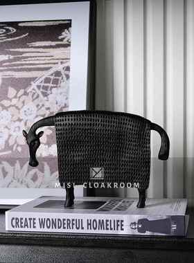 侘寂风样板间客厅书房书柜软装摆件组合售楼处酒店民宿装家居饰品