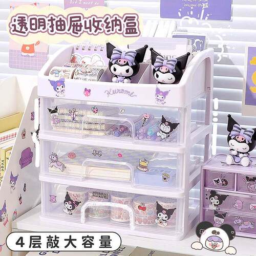 Transparent drawer style desktop storage box, dormitory offi - 图1