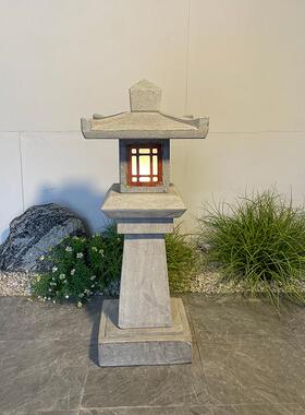 石灯庭院太阳能石灯笼彷古中式石头灯户外电石灯造景草坪石雕摆件