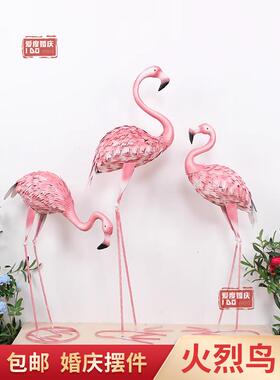 系婚森庆GDC道具艺火烈鸟摆件庭院家居橱宿窗民装饰品客铁厅