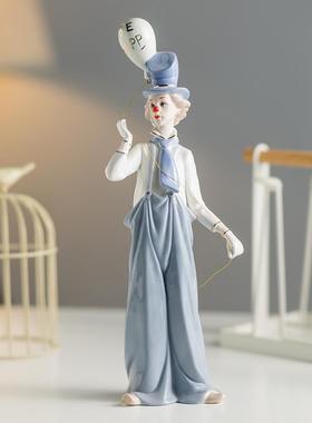 高档北摆欧复古马团小丑件搞笑喜剧陶瓷人家物居戏装饰摆设创意礼