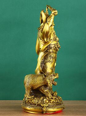 黄铜赵公明摆件举鞭立鞭赵公明铜财神骑虎赵公明家居供奉武财神