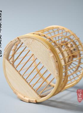 老玉竹切环无拼接手工打磨竹编螽斯笼鸣竹蛉笼小型圆形笼蛐笼挂件