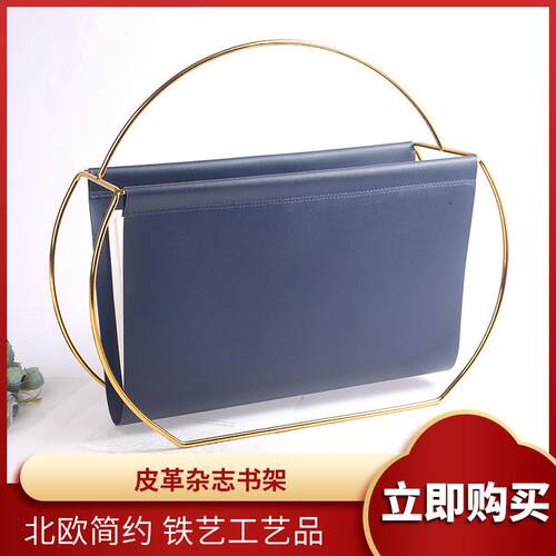 轻奢北欧现代金属皮革杂报家居架沙256发边角收储纳物创意提志手 - 图2