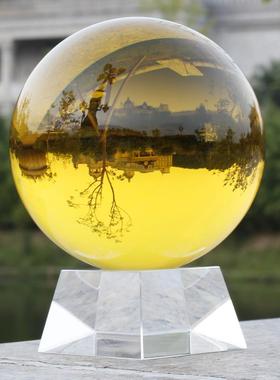 高档黄色水关晶球透明玻璃球玄隔断客厅卧室面家居装饰室办公桌摆