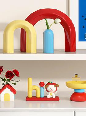 多巴胺软装入户玄关摆件钥匙收纳花瓶客厅电视柜高级装饰乔迁礼物