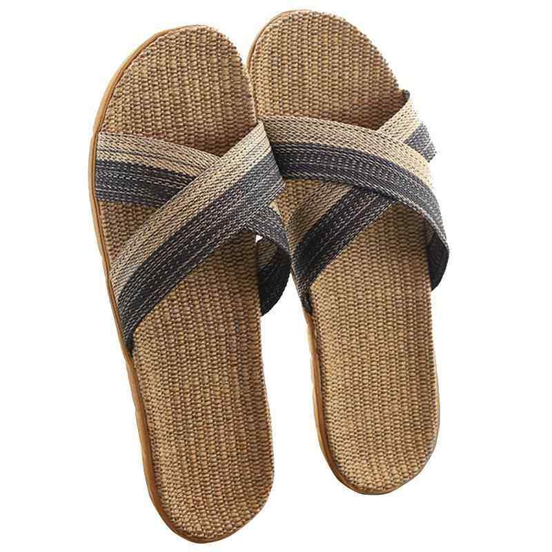 交叉休闲藤草手工编织亚麻拖鞋男竹编草鞋居家防滑休闲潮凉拖鞋女,淘宝优惠券,粉丝福利购,淘宝优惠卷