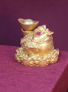 黄铜金蟾摆件镂空三足金蟾茶宠招财进宝客厅招财小铜器可