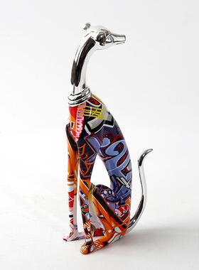 欧美创彩H2000-58色动物意居蹲姿杜宾树脂工艺品家狗书房电视柜装