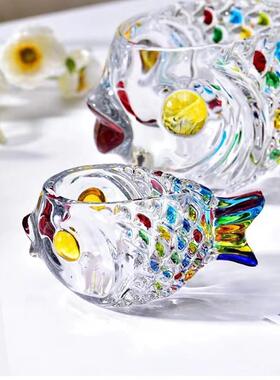 正品弗文茨欧式玻璃花瓶彩形色创意鱼水品培绿萝花器摆件莱装饰13