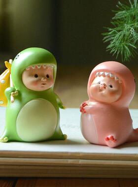 创意可爱卡通小龙宝宝摆件树脂动物装饰品桌面送男女朋友生日礼物