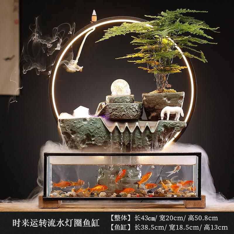 乔迁开业礼品创意流水玻璃鱼缸造景禅意摆件书房办公桌面森升,淘宝优惠券,粉丝福利购,淘宝优惠卷