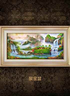 网红装饰客厅山水画画画挂办公室海壁画餐发厅上正品油画肌理沙背