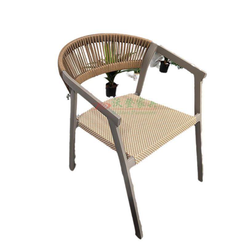网红腾编桌椅现代桌椅阳台家用茶台金属茶桌露天单人背椅客厅家具 - 图3
