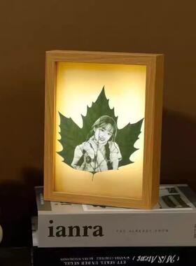 树叶雕刻照片定制生日礼物创意节日梧桐树叶激光雕刻照片定制摆台