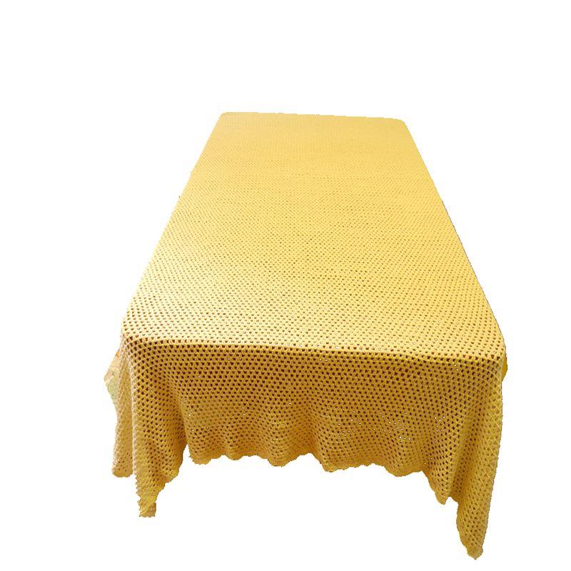 我爱我家 纯手工钩针勾花棉蕾丝镂空编织桌布茶几桌旗盖布米色 - 图2