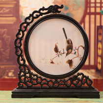 Four great names embroidered handmade embroidery bifacial embroidered bifacial embroidered table screen New Chinese decorative painting