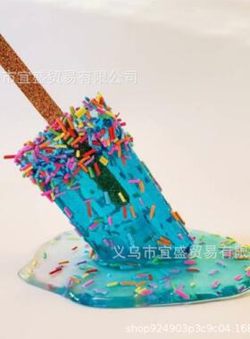 跨境外贸棒冰融化树脂摆件树脂工艺品夏天酷爽棒冰居家装饰