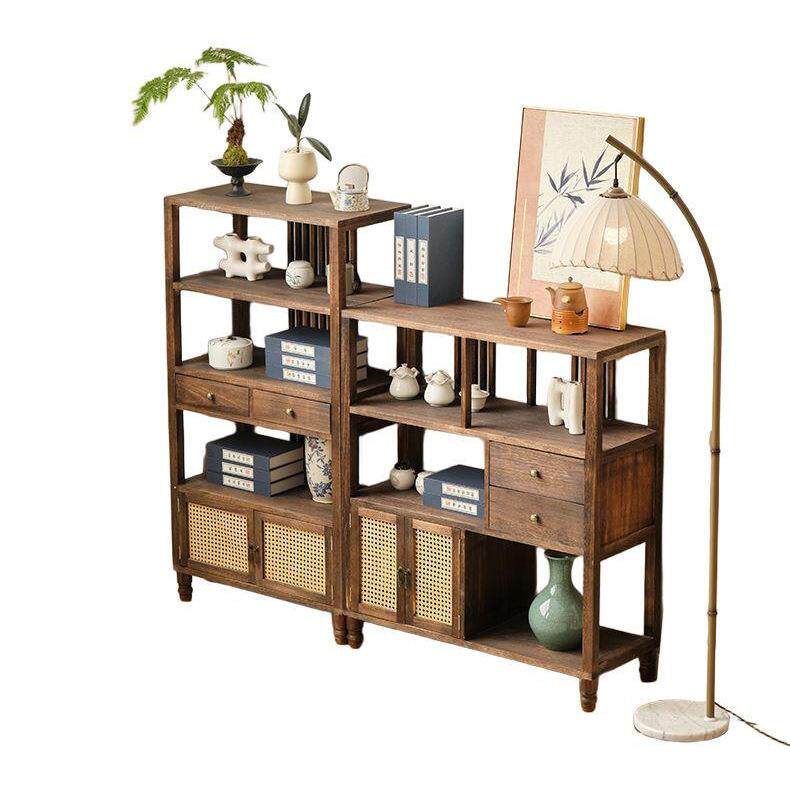 新中式博古架实木多宝阁家用书架小型茶水柜新型餐边柜玄关置物架 - 图3