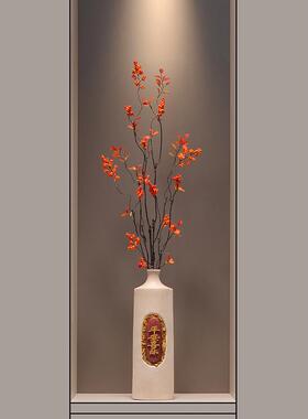 入门级入口隔断柜欢迎松木花瓶装饰品新中国风家居客厅电视柜细长