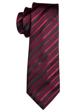 Male Luxury Neck Tie For Men Business Red Striped Silk Tie H