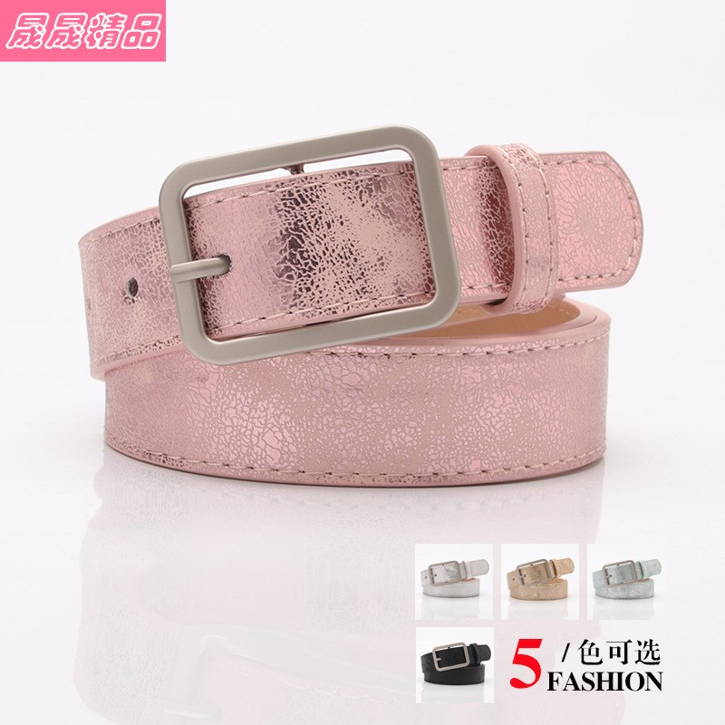 fashion Women's Casual waistband belt pin buckle pants b-图1