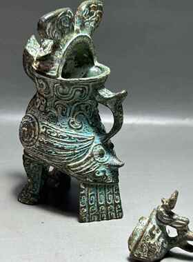 正品古董工夫人浩尊古青铜酒容器摆件居家艺品商务办公室客厅架摆