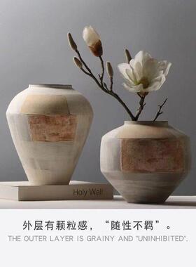 简约复古怀旧陶瓷花禅意侘寂风粗陶花器民宿酒店居家软装装饰品