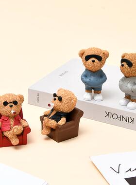 可爱手工摆件泰迪熊存钱罐公仔萌粒装饰品工艺品桌面树脂小摆件
