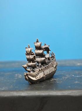 黄铜黑珍珠号加勒比海盗船帆船模型鱼缸造景摆件工艺船微景观装饰