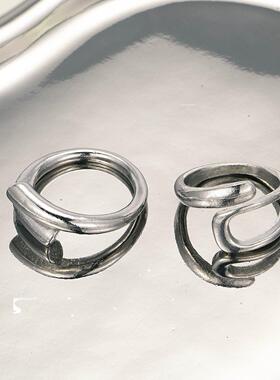 Open ring girl覆古夸张交错几何关节戒指ins风简约开口指环女