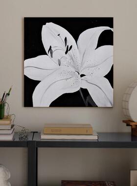 中古风侘寂风百合花小众民宿艺术装饰墙画餐厅书柜摆画挂画油画