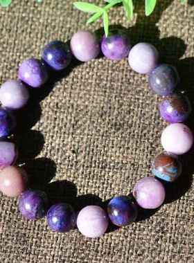 天然老料油润玉化糖果紫舒俱来单圈手链12MM复古冷艳风女款苏纪石