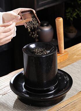 宋代点茶石磨研磨点茶石磨茶磨磨盘磨具复古抹茶先生古典运转石碾